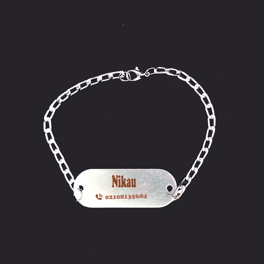 Personalized Silver Chain QR Medical Contact Information Bracelet