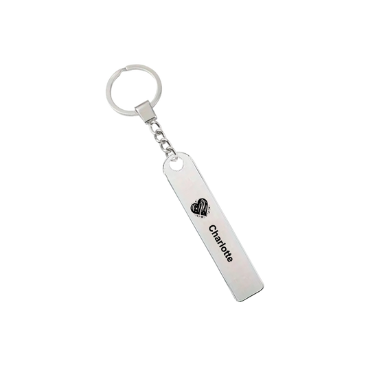 Custom Stainless Steel Flat Bar Keychain – Personalised Engraving on Both Bars,  Name & Date Keepsake Gift for Him & Her, Anniversary, Valentine’s or Friendship Gift