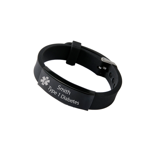 Black Medical ID Bracelet – Custom Engraved for Men, Women & Kids | NZ Made, Free Delivery