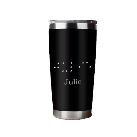 Custom 20oz Stainless Steel Insulated Mug with Braille Bead Name | Personalised Coffee, Tea & Water Tumbler | Unique Gift NZ & AU