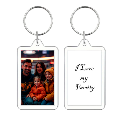 Twin Photo Keychain Transparent Rectangle Double-Sided Photo Keychain – Two Memories in One