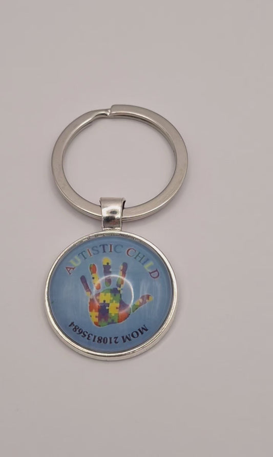 Medical id keychain for kids Autism Awareness Hidden contact number NZ
