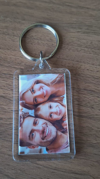 Twin Photo Keychain Transparent Rectangle Double-Sided Photo Keychain – Two Memories in One