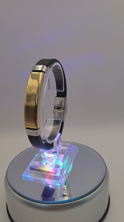 Personalized Style Stainless Steel Silicon Bracelet  Information Wristband Black