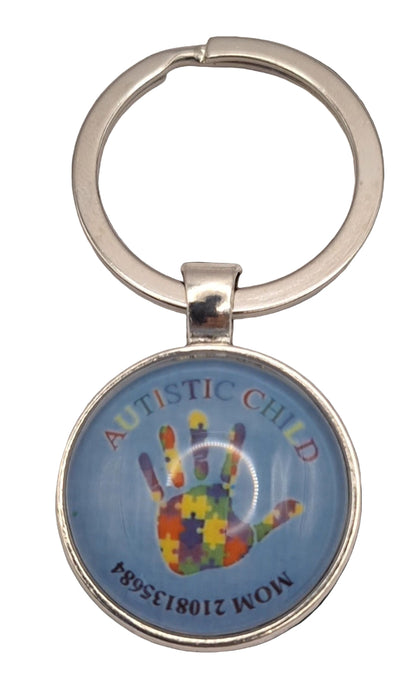 Medical id keychain for kids Autism Awareness Hidden contact number NZ