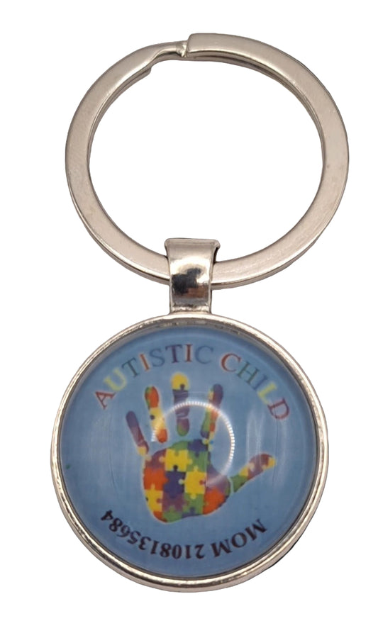 Medical id keychain for kids Autism Awareness Hidden contact number NZ